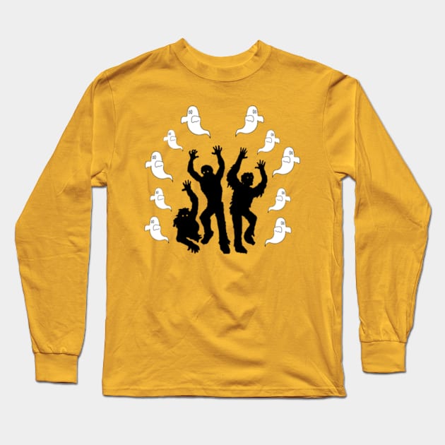 Zombie Halloween Long Sleeve T-Shirt by Dog and cat lover